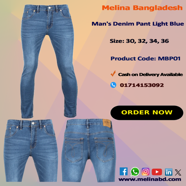 Men’s denim jeans pant in slim/Regular Fit, made from cotton-spandex fabric with classic five-pocket design and button-zip closure.
