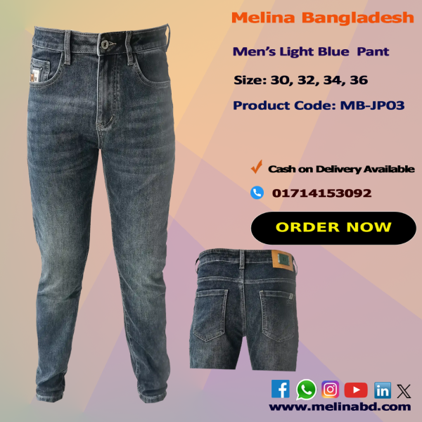 Men’s denim jeans pant in slim/Regular Fit, made from cotton-spandex fabric with classic five-pocket design and button-zip closure.