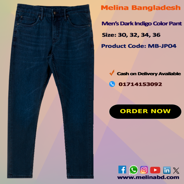 Men’s denim jeans pant in slim/Regular Fit, made from cotton-spandex fabric with classic five-pocket design and button-zip closure.