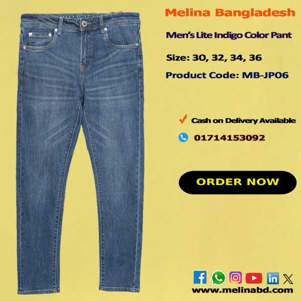 Men’s denim jeans pant in slim/Regular Fit, made from cotton-spandex fabric with classic five-pocket design and button-zip closure.