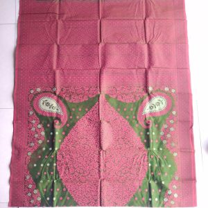 Melina Bangladesh Premium Embroidered Luxury Tangail Handloom Half Silk Saree in Olive Green with Pink Design for Women’s