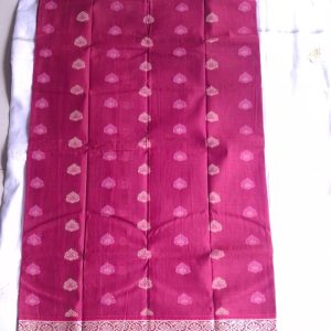 Melina Bangladesh Premium Embroidered Luxury Tangail Handloom Maslite Silk Saree in Elegant Rani Pink Design for Women’s