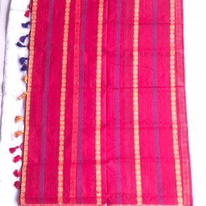 Melina Bangladesh Premium Embroidered Luxury Tangail Exquisite Thami Saree in Red with Multicolor Accents Design for Women’s