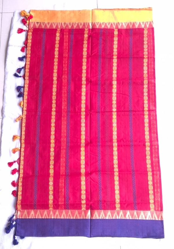 Melina Bangladesh Premium Embroidered Luxury Tangail Exquisite Thami Saree in Red with Multicolor Accents Design for Women’s
