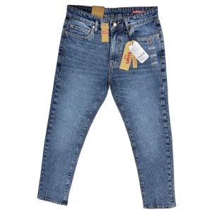 Foreign Export Levi’s Jeans Pant in Regular Fit, made from cotton-spandex fabric with classic five-pocket design and button-zip closure."